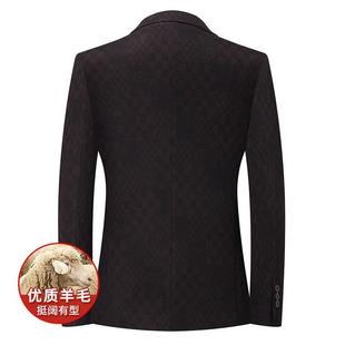 L青年纹男装 中男631 潮休闲花单西服外套 士羊毛料流西装 秋冬厚款