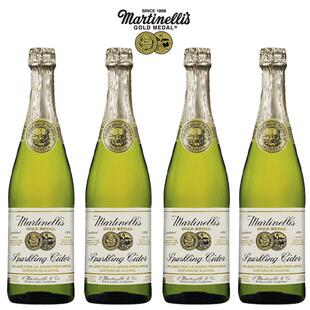 金装气泡苹果汁Martinellis美国原装进口 750ml*4瓶 无醇起泡果酒