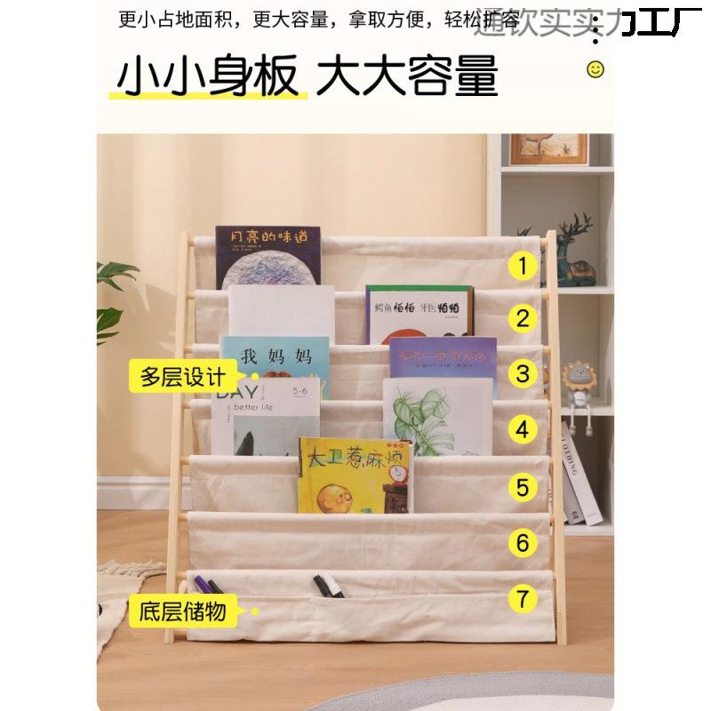 儿童书架子绘本架宝宝落地实木收纳架婴儿家用简易幼儿园阅读书架图片