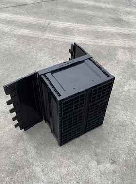 现货黑色0业P带盖塑料折叠箱工物流箱周P转塑胶箱53*410*300毫米