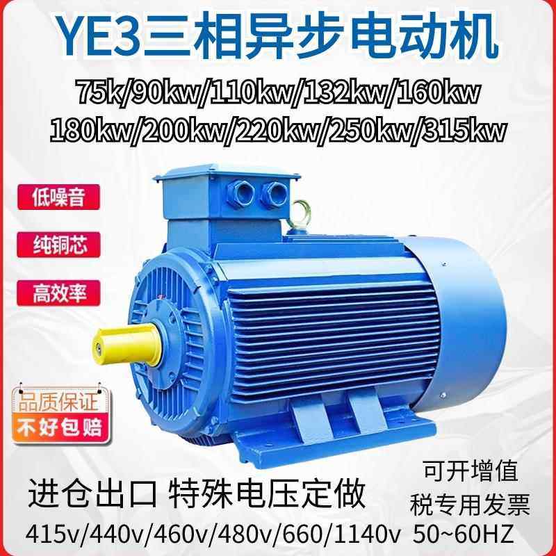 国标全铜电机110/132/160/185/200/220KW250/280/315千瓦三相电机
