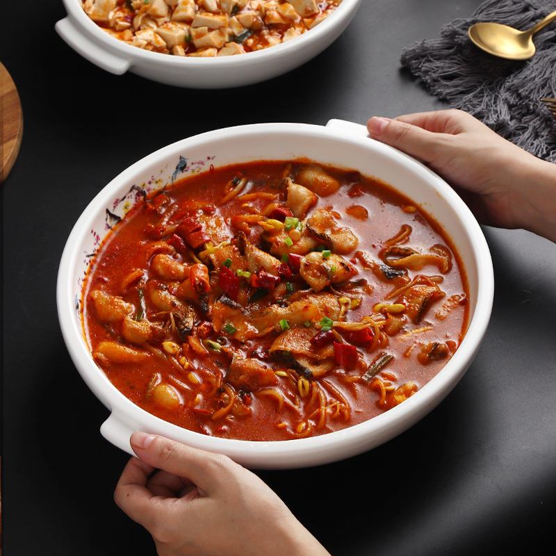 农家乐酸菜鱼大盆碗双耳热菜汤盘饭店水煮肉片毛血旺陶瓷特色餐具