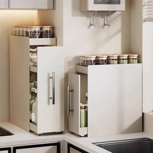 新款厨房窄款调料架台面抽拉式多层防尘收纳油盐酱醋调味料置物架