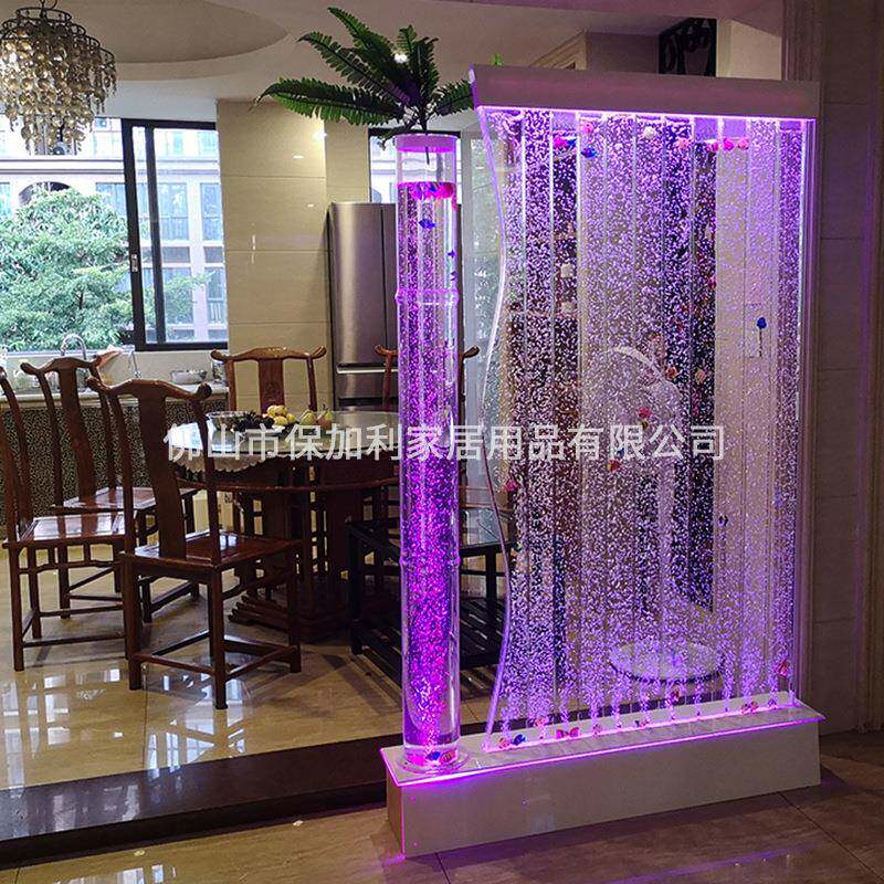 水幕墙酒柜屏风客厅鱼缸 装饰玄关隔断流水墙 亚克力气泡墙加湿墙