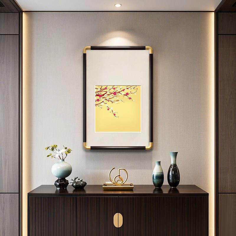 新中式古典梅花装饰画 画覆古轻奢小众玄关客厅饭厅壁画 画竖版挂