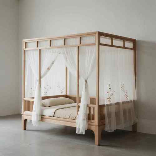 新中式架实子床四传统856老式木仿古柱床米8双人床宋式美学拔步1