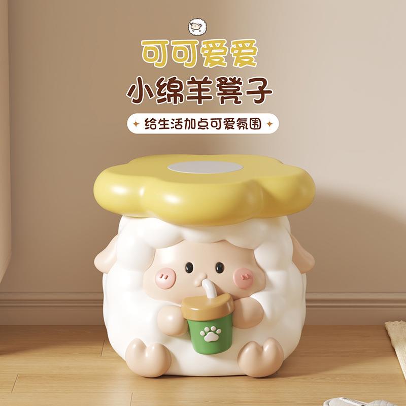可爱创意绵羊造型装饰客厅沙发边玄关矮凳换鞋凳树脂装饰摆件