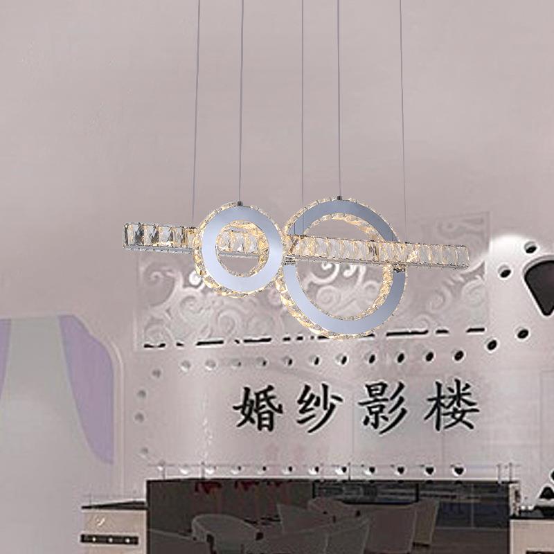 后吊灯餐厅代LED圆形吊灯轻奢水晶吊灯78479现不锈吊钢线灯