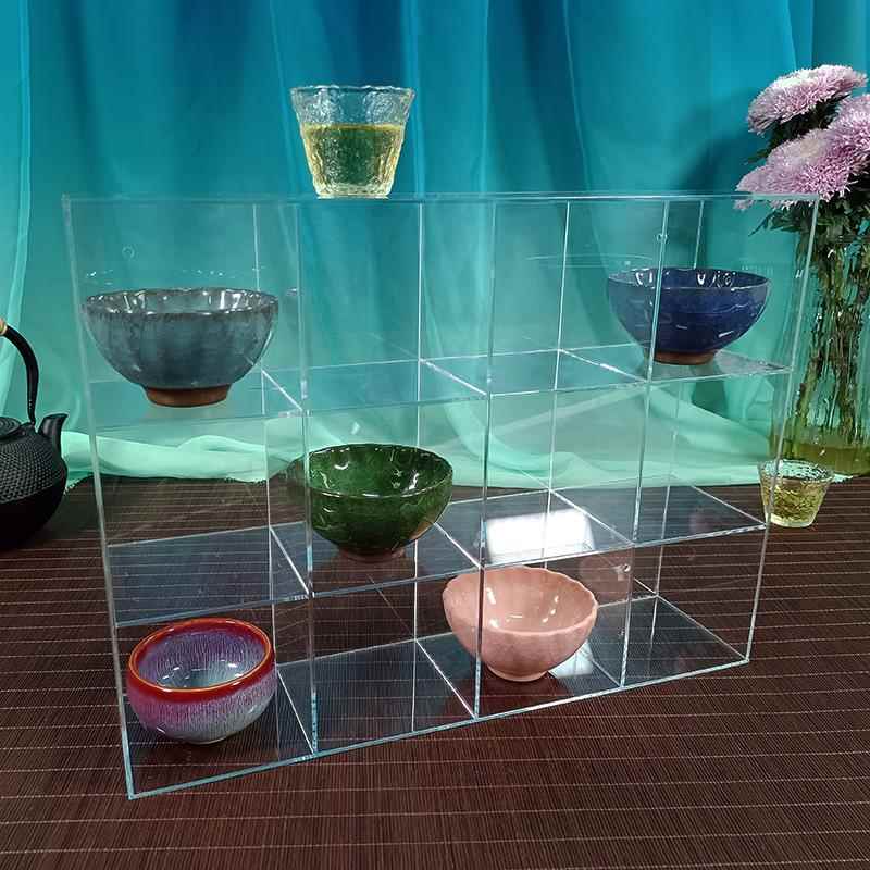 压克力马克杯格子多宝阁杯架咖啡茶具水杯展示桌面收纳置物透明柜