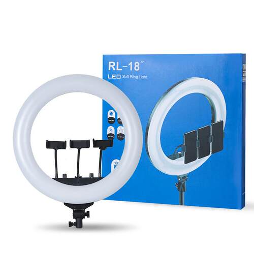 RL-18环形灯LED18寸美颜直播补光灯摄影拍摄照明遥控打光灯双色温