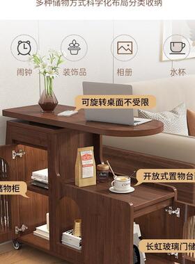 复古000000风发可移旋转边几动沙茶几床头侧边柜客厅置物小架户型