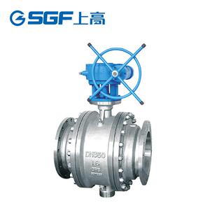 不锈钢固定球阀Q347F 软密封工业法兰球阀 16PDN350手动涡轮式