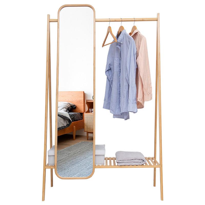 ft衣帽架镜子一体挂衣架落地多功能立式卧室带全身镜家用穿衣镜in