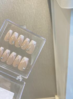 Venus韵姐同款法式穿戴甲新娘高级仙女闪钻手工定制美甲成品甲片