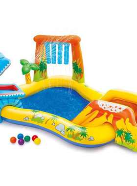 公园球 喷水池加厚池池恐龙滑梯火山水池intex57444宝宝海洋戏水