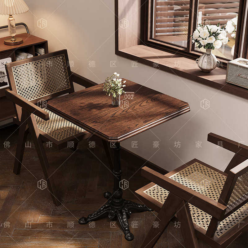 美式复古实木桌椅组合咖啡厅西餐厅商用桌椅奶茶店烘培店餐桌,住宅家具,餐桌椅+餐车,淘宝优惠券,粉丝福利购,淘宝优惠卷