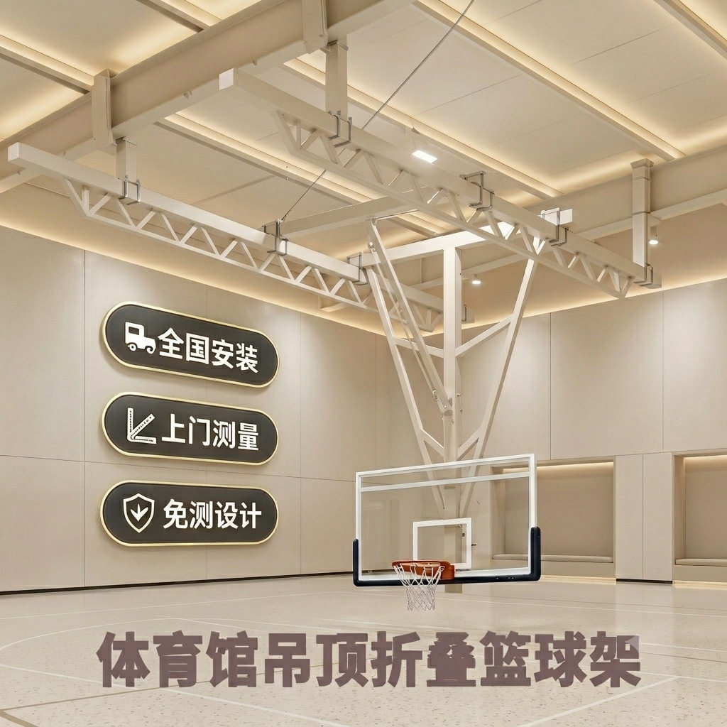 悬空篮球架室内体育场馆吊顶遥控电动折叠篮球框壁挂式升降篮球板