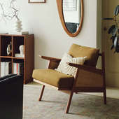 诧寂风扶手沙发椅休闲单人阅读椅子小户型家用阳台藤编椅实木复古