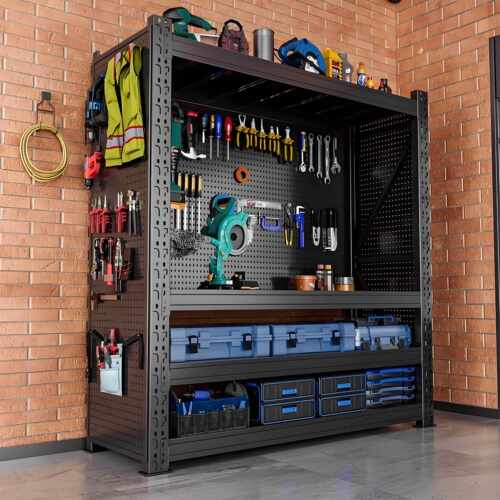 重型货架仓库置物架多层收纳架带洞洞板侧面五金工具架放置储物架