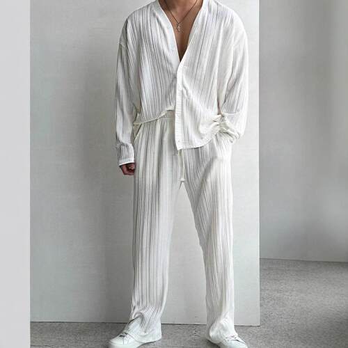 Men's suit shirt long sleeved long pants cool men's