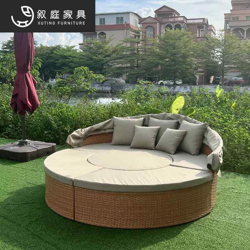 户外创意休闲拼接圆床沙发室外泳池海边手工藤编躺床防水防晒家具,住宅家具,户外沙发,淘宝优惠券,粉丝福利购,淘宝优惠卷
