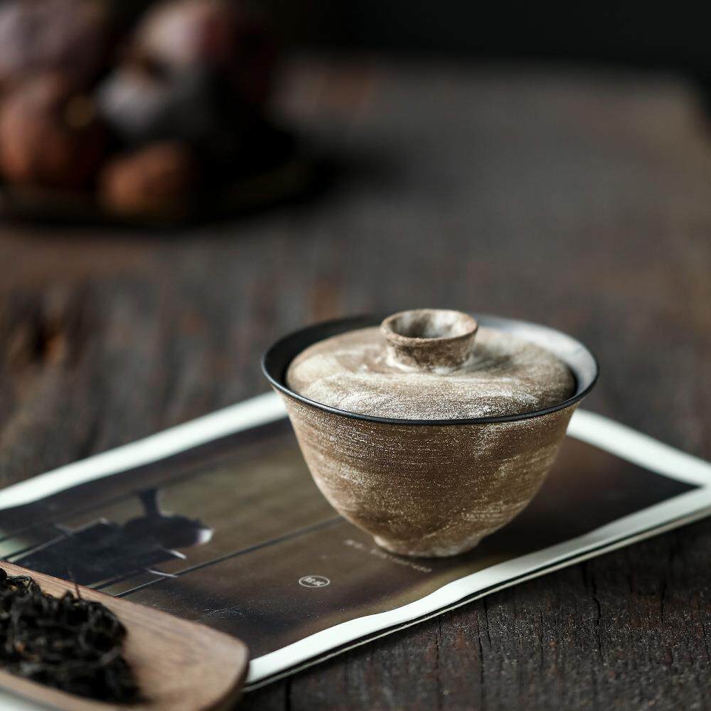 晴先生纯手工日式复古诧寂风南蛮烧蓖纹紫砂茶具二才单个盖碗茶盅