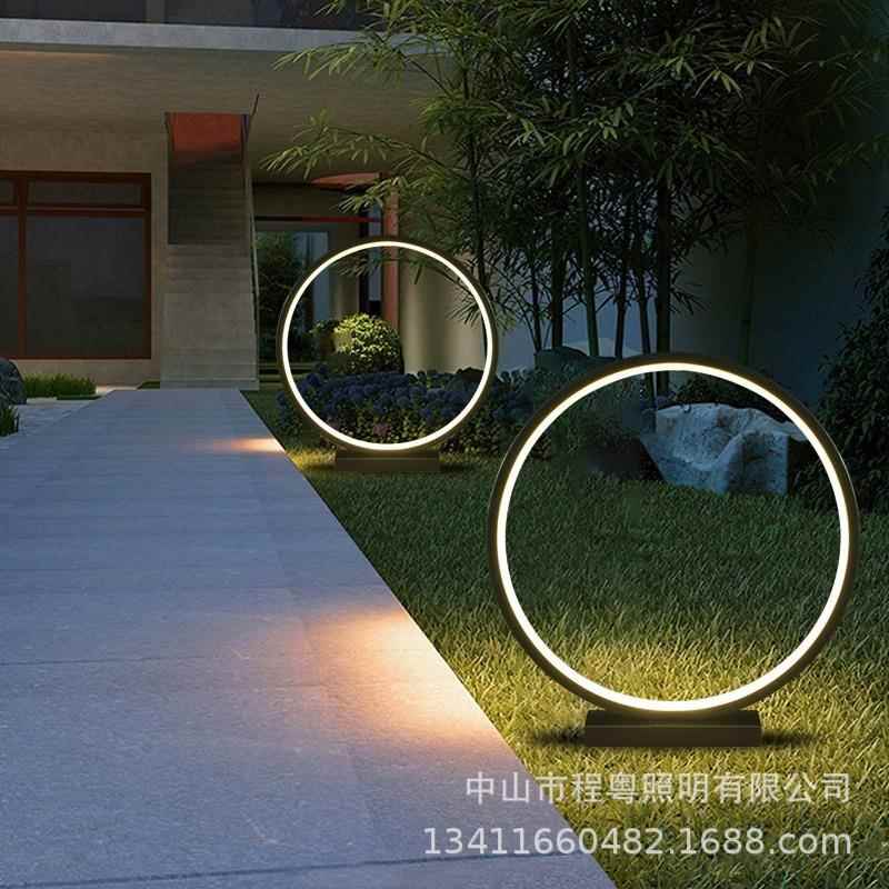 户外创意环形草坪灯庭院灯防水现代室外别墅景观灯太阳能花园灯
