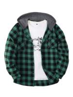 3-Pack Men's Flannel Hoodie Shirts - Plaid Button- Long thumbnail 8