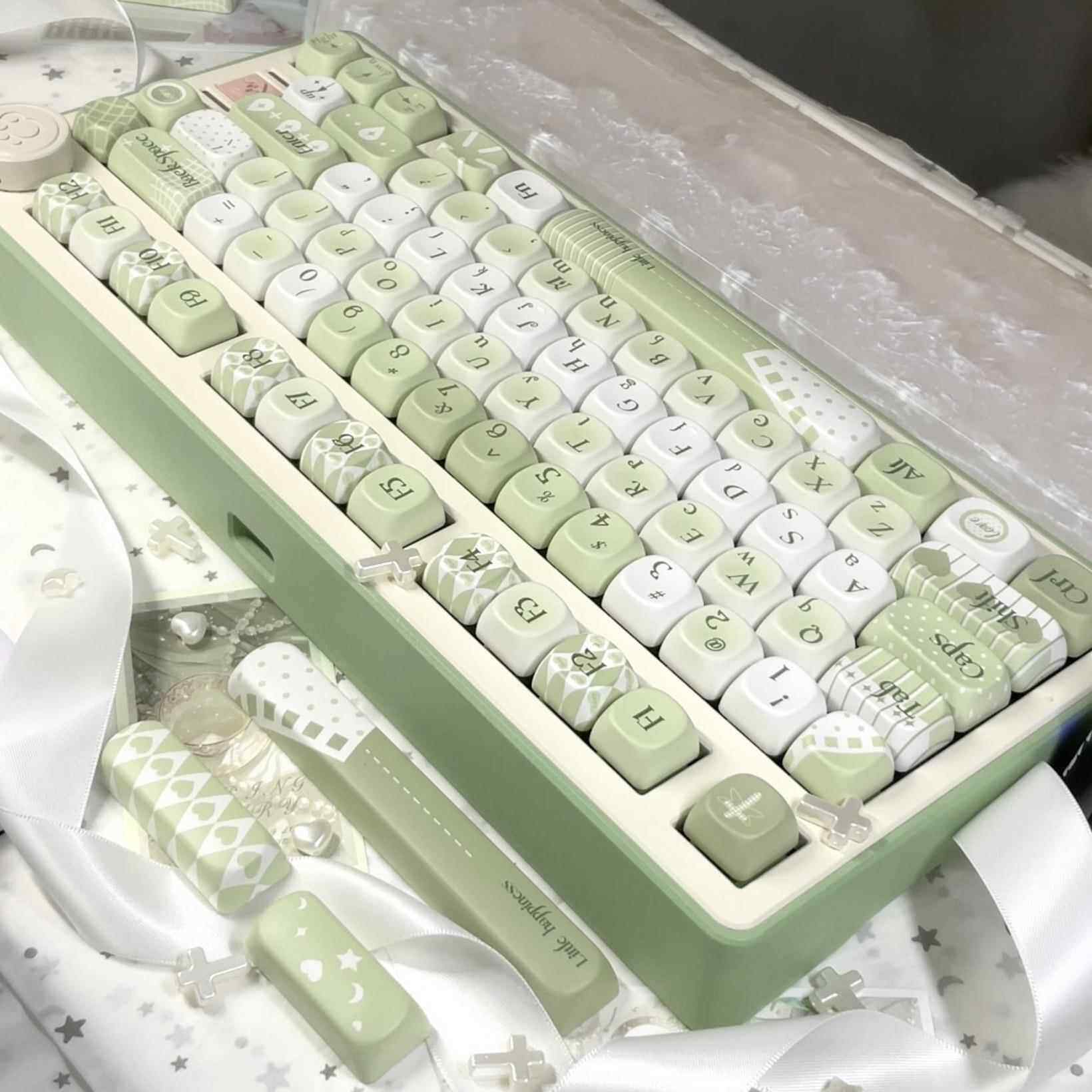 小确幸moa高度键帽奶绿色清新PBT热升华适配机械键盘hi75 f99