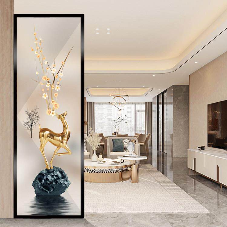 轻奢艺术磨砂玻璃屏风隔断入户客厅玄关遮挡墙家用不锈钢铁艺屏风