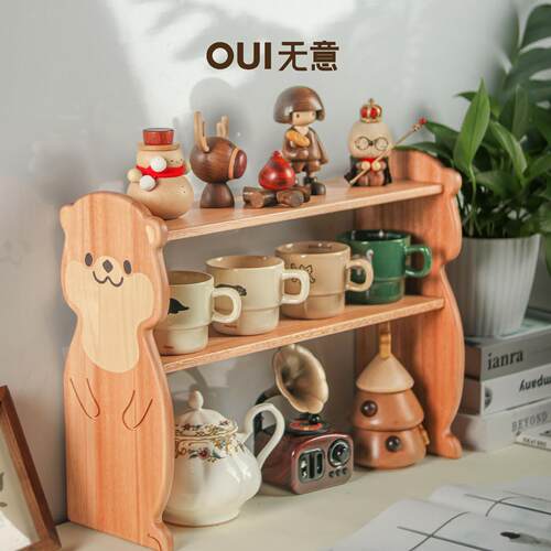 oui无意杯子收纳置物架餐桌玄关桌面置物架展示架实木多层杯架