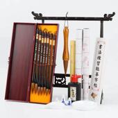 高档初学书法套装 毫毛狼笔17件套学生狼初学毛笔字大笔字笔架笔水