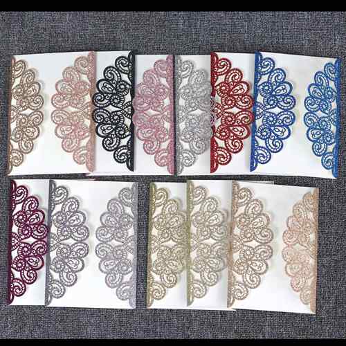 跨境金葱纸撒粉欧式结婚贺卡外壳镂空孔雀花订婚邀请函封套现货