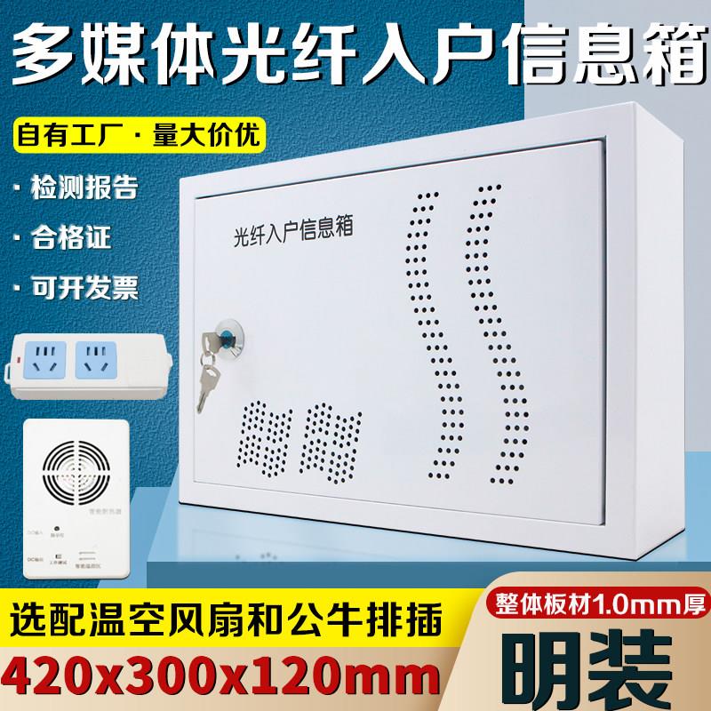多媒体光纤入户信息箱金属明装家用弱电箱420300网路交换机设备箱