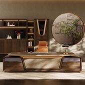 公办桌老DY板桌奢新导中式 总裁桌豪华办公室领大班台轻电脑书桌组