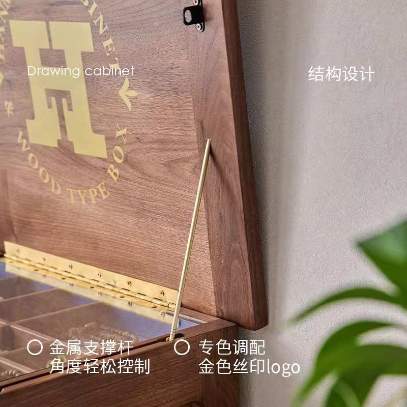 图纸 工程柜柜抽屉资料黑胡桃柜 北美文件柜茶半收纳伴柜地图木木