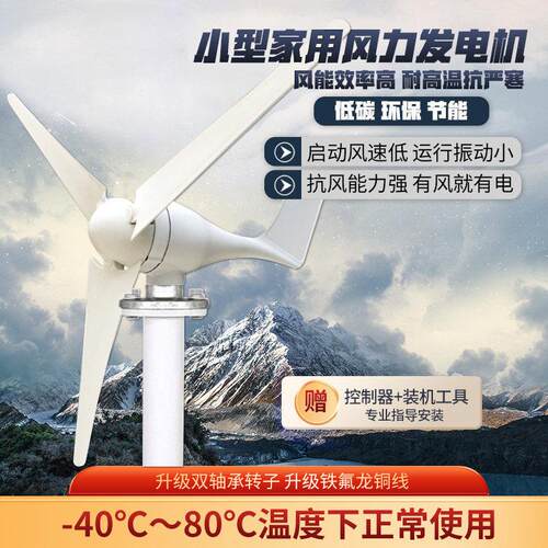 风力发电机家用220V小型风能大功率12v24v永录音带风光发电互补系