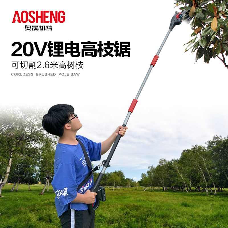 厂家供应高空园林电动伐木锯 锂电修枝机链锯 加长伸缩电链锯