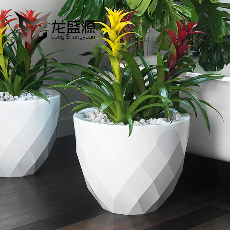 玻璃钢花盆商场酒店美陈花器广场公园绿植种植池市政道路绿化花坛