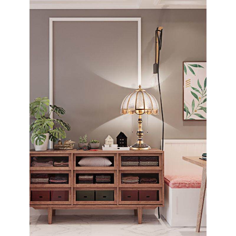 真铜197线台美式古灯卧室奢华欧式拉台复灯床头柜护眼学灯习台灯