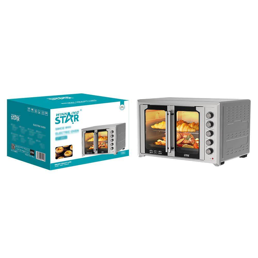 winning star跨境100/120L烘培烤鸡披萨家用不锈钢对开门法式烤箱