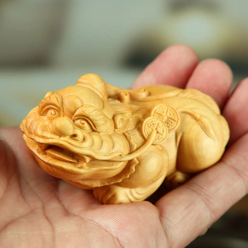 小叶黄杨木雕摆件文玩貔貅手把件木质雕刻财工艺品家居饰品把玩