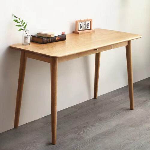 北欧实木书桌带抽屉小户型双人办公桌书房电脑桌长桌学习桌办公桌