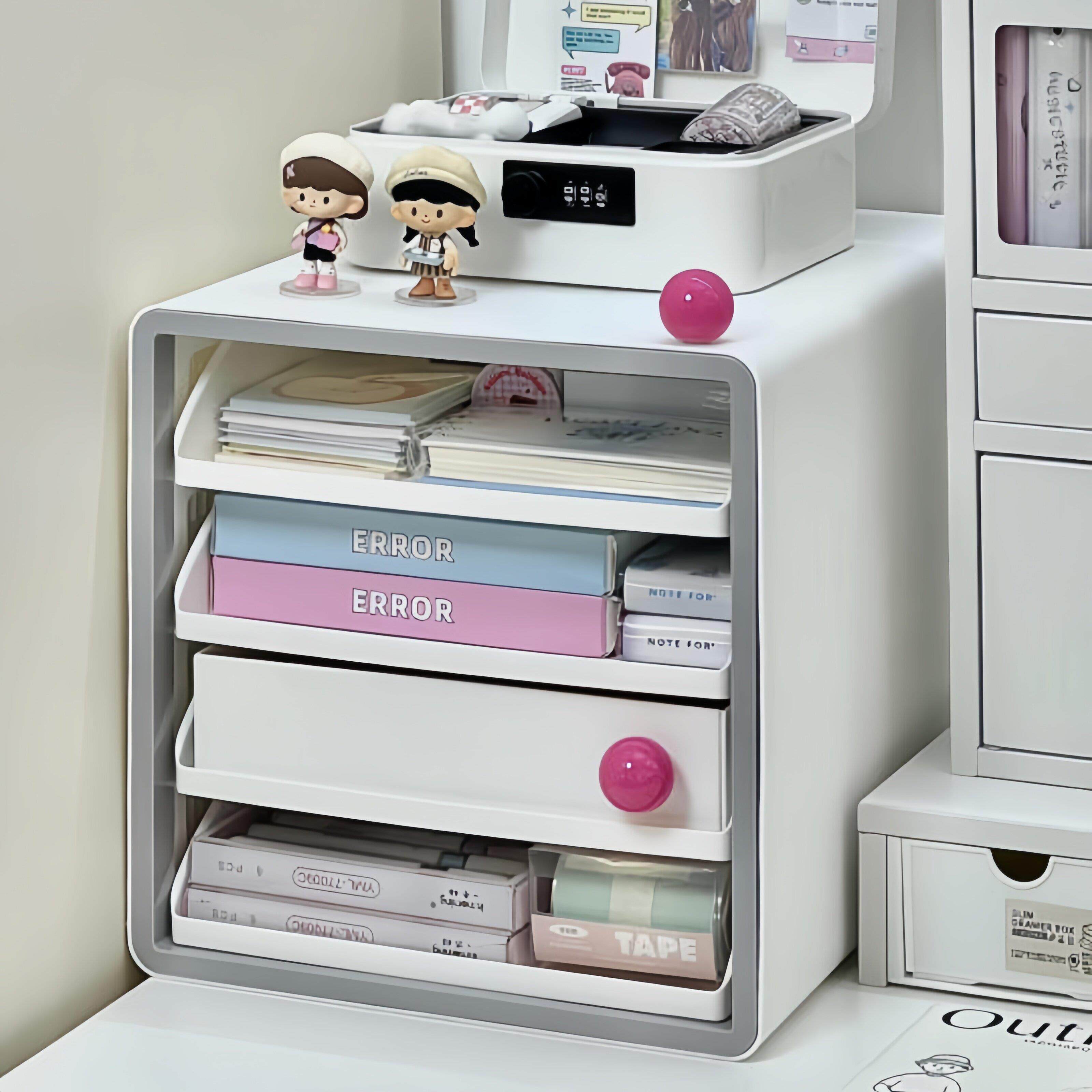 桌面抽屉式文件收纳柜收纳盒办公室办公桌工位桌上置物架收纳层架