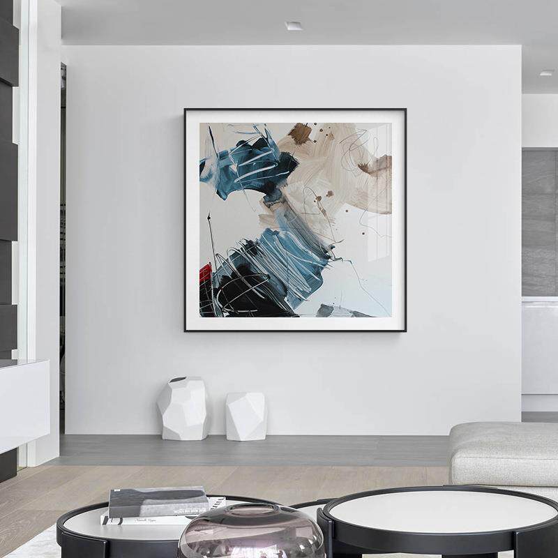 抽象客厅装饰画现代简约沙发餐厅壁画北欧轻奢卧室正方形玄关挂画