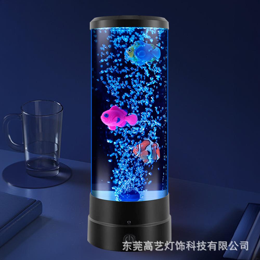 现货插电水母灯LED小夜灯创意礼品儿童房卧室泡泡鱼灯diy台灯