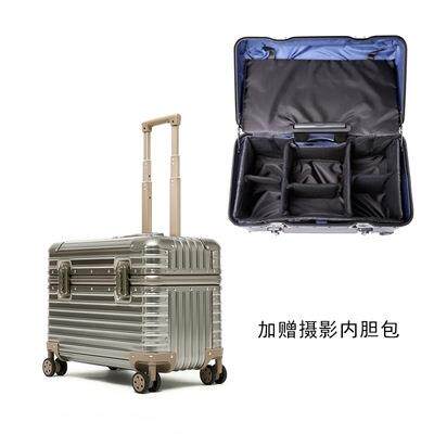 正品全镁合箱子摄影拉杆箱机长行李箱1寸金属旅行8箱金万向轮登铝