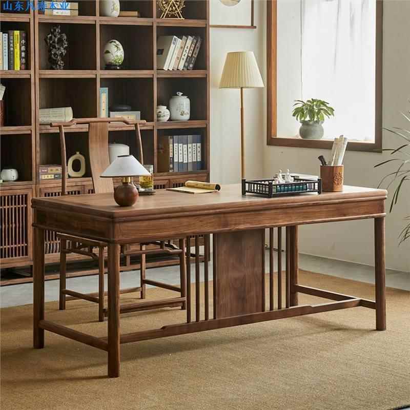 新中式黑胡桃木书桌全实木家用书法桌画案书画桌书房办公桌写字台