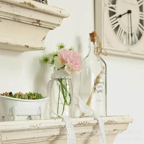 法式复古墙架家居装饰白色悬浮置物架客架壁走廊分层墙壁厅BYS250