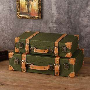 复摄古皮革提木箱收纳手盒旅行首饰收藏1120A箱家居装 饰摆件影道